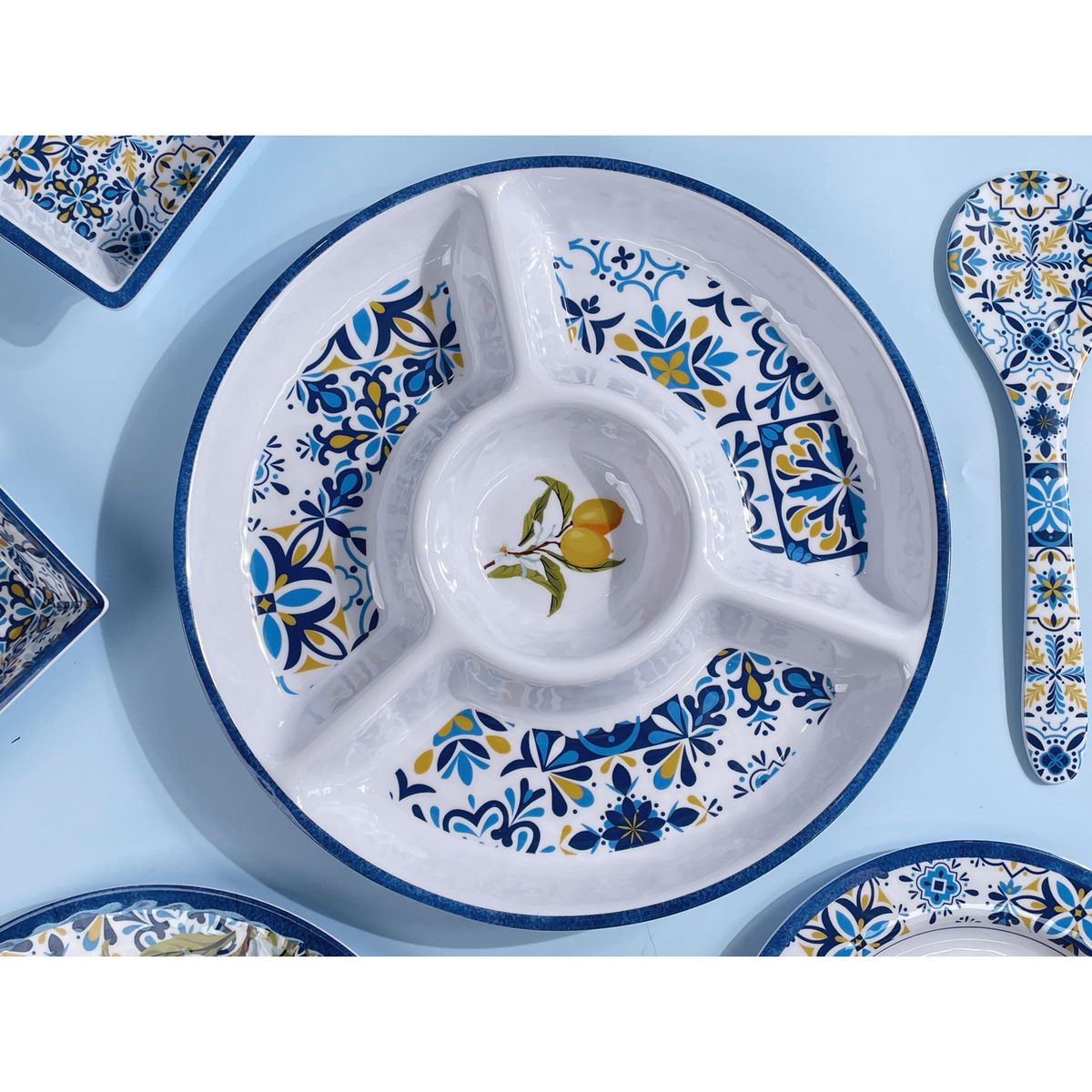 JUST HOME COLLECTION - Bandeja Dips Azul Limón 34cm