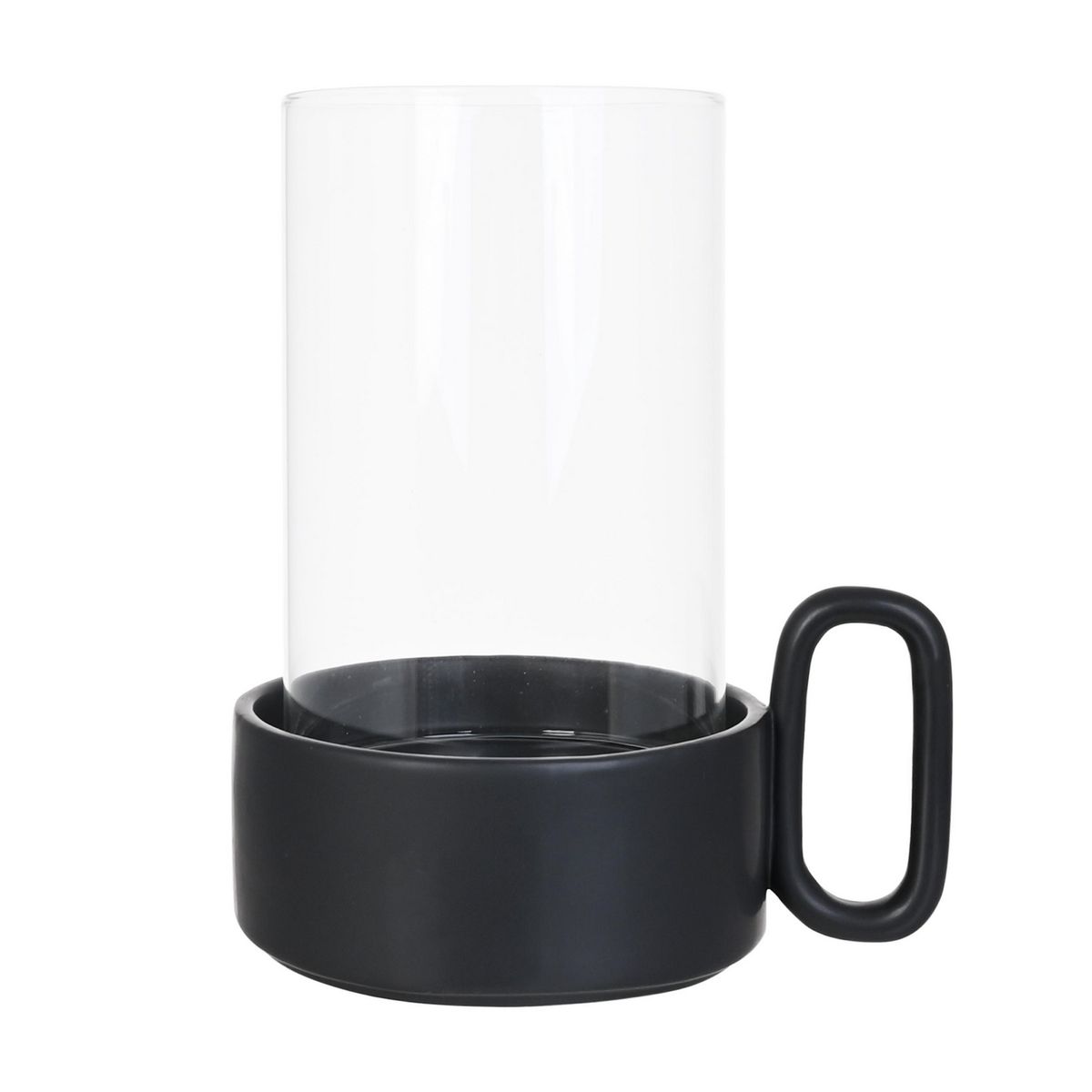JUST HOME COLLECTION - Portavelas de Vidrio Negro 25cm