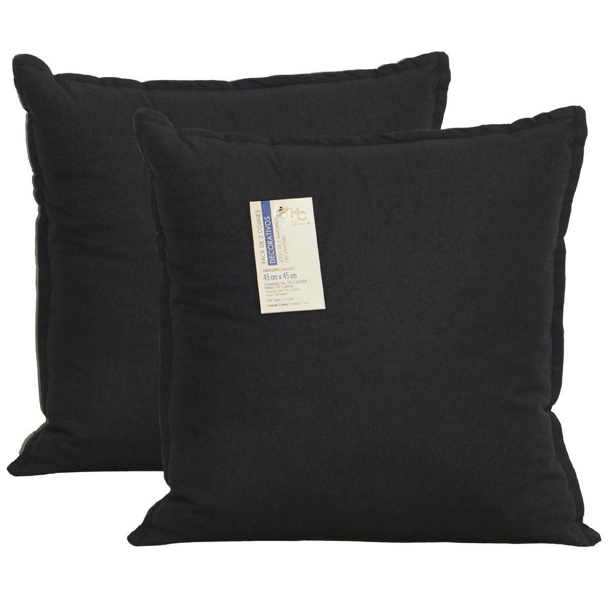 JUST HOME COLLECTION - Set 2 Cojines Solid 45X45 Negro