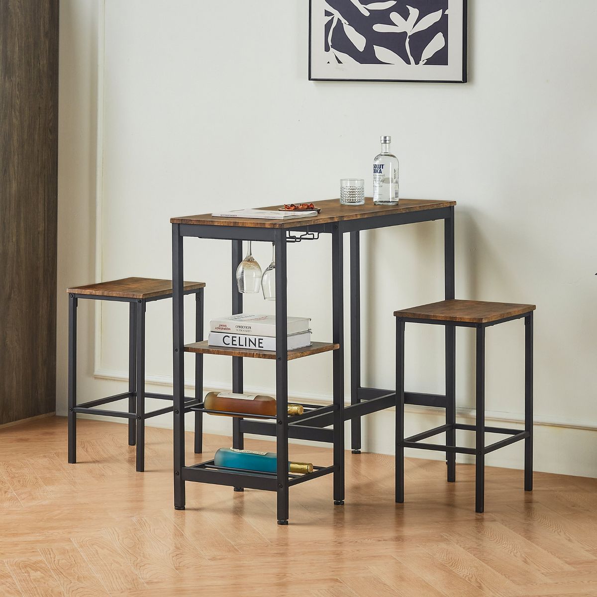 JUST HOME COLLECTION - Juego de Comedor Bar 2 Sillas Harlem