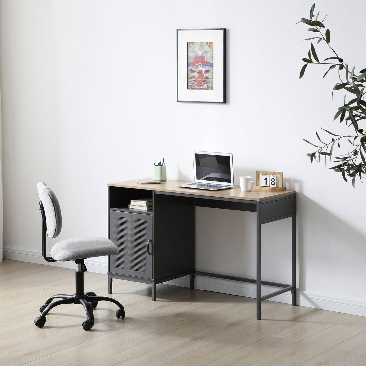 Escritorio Assas Gris/OAK, marca JUST HOME COLLECTION - Foto 2