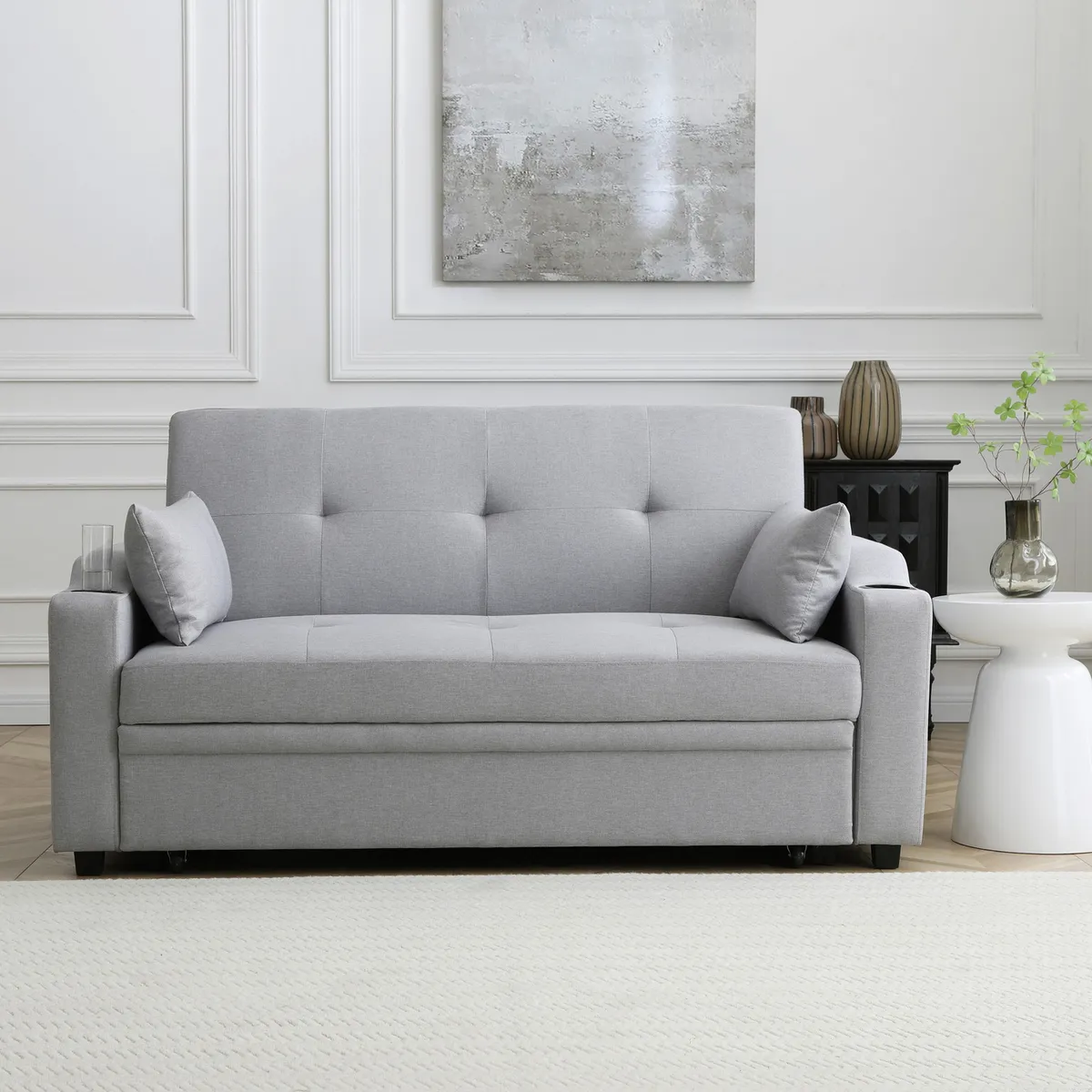 JUST HOME COLLECTION - Sofá Cama + Cojines Decorativos Pacerti Gris