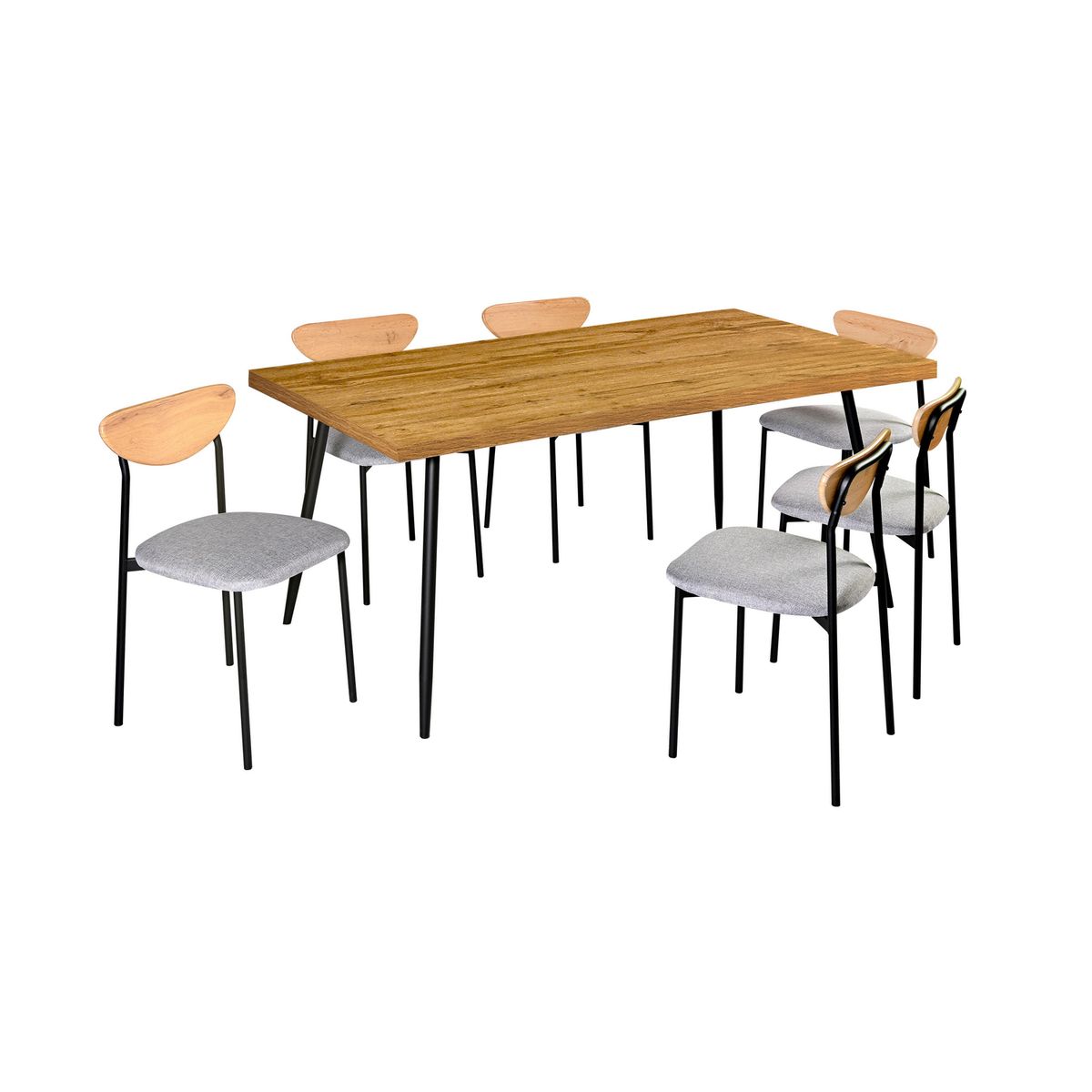 JUST HOME COLLECTION - Juego de Comedor 1 Mesa 6 Sillas Kabul