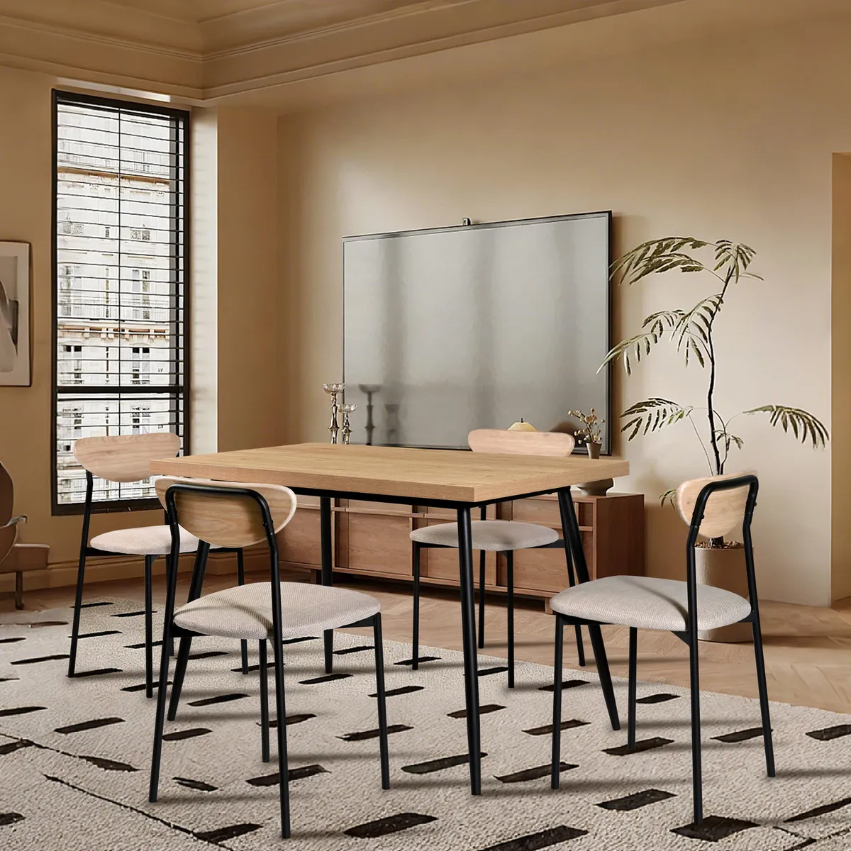 JUST HOME COLLECTION -  Suva 4 Sillas Mesa Rectangular 110x70x75 cm 