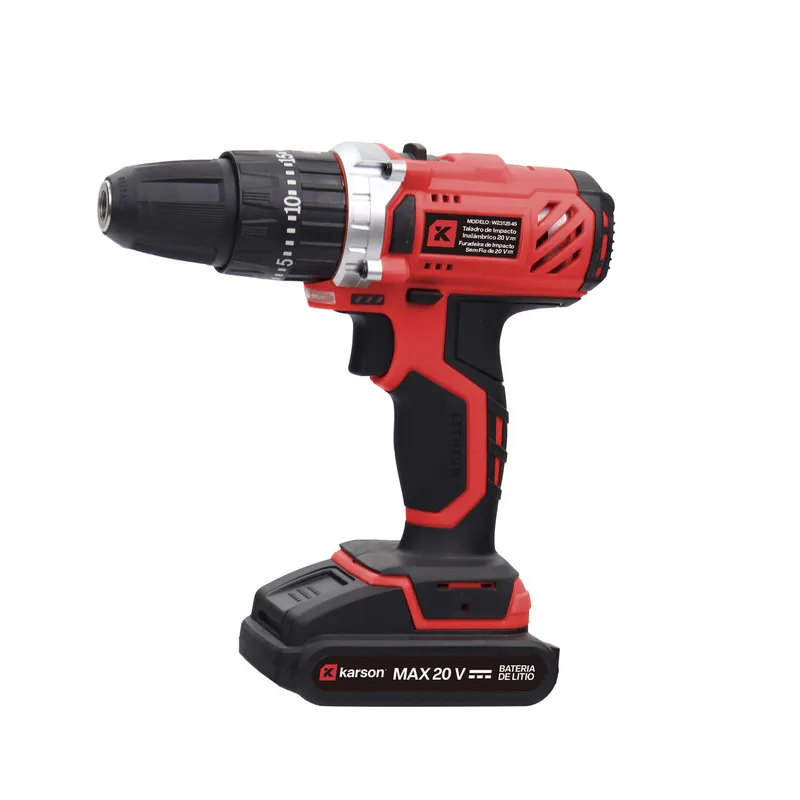 KARSON - Taladro Percutor 20V + 27 Piezas + 2 Baterías Karson
