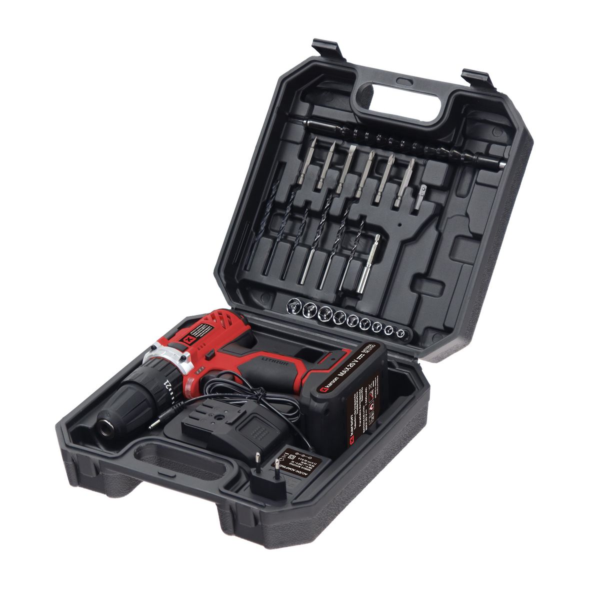 KARSON - Taladro Percutor 20V + 27 Piezas + 2 Baterías Karson