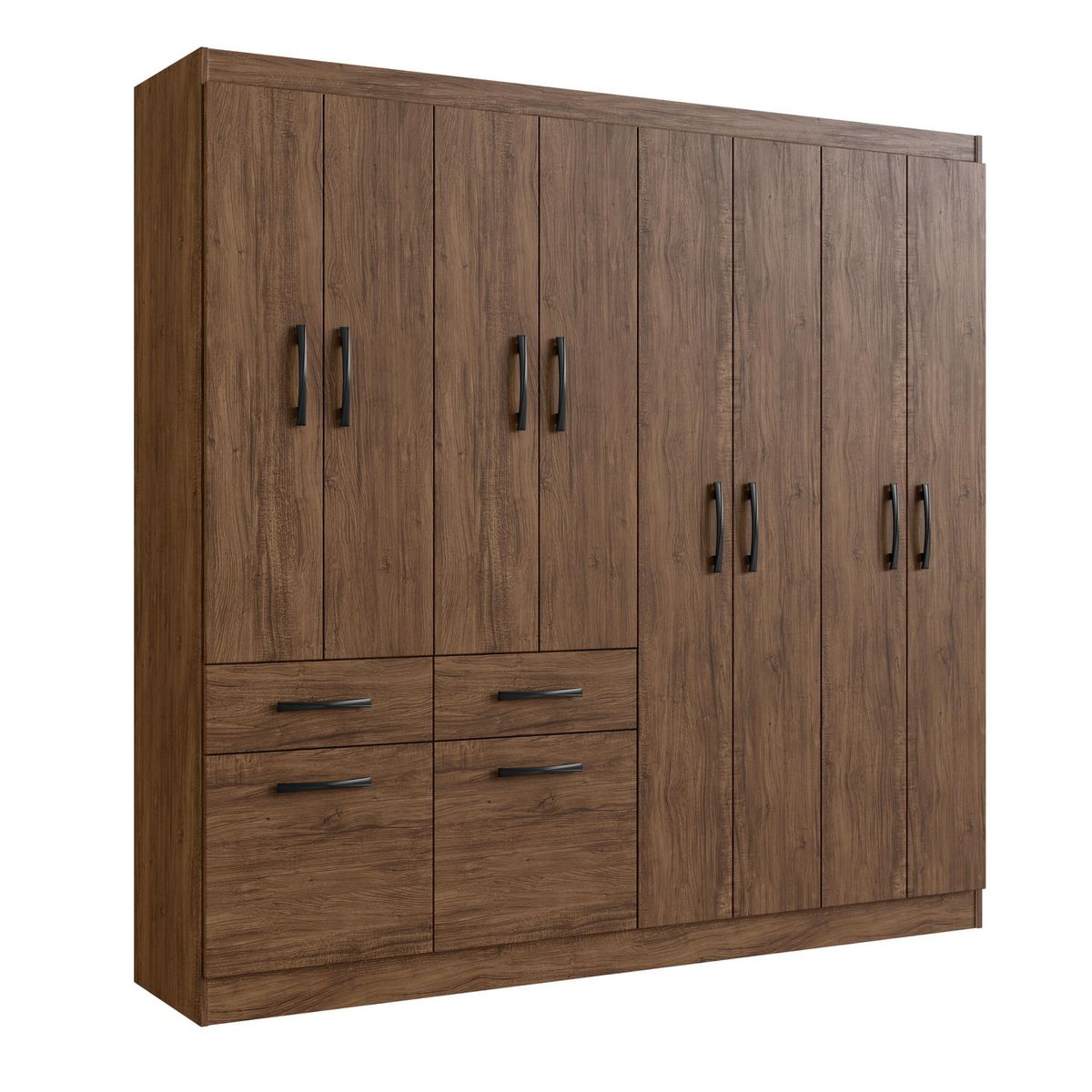 CASA BONITA - Ropero 10 Puertas 2 Cajones Castaño Café 179x177x38 cm