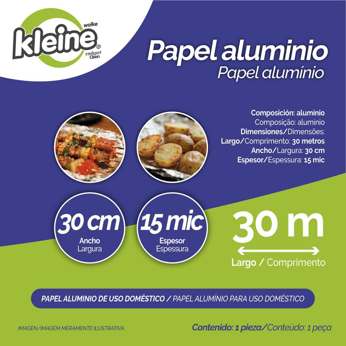 KLEINE WOLKE - Papel De Aluminio 15 Micras 30 Cm X 30 M