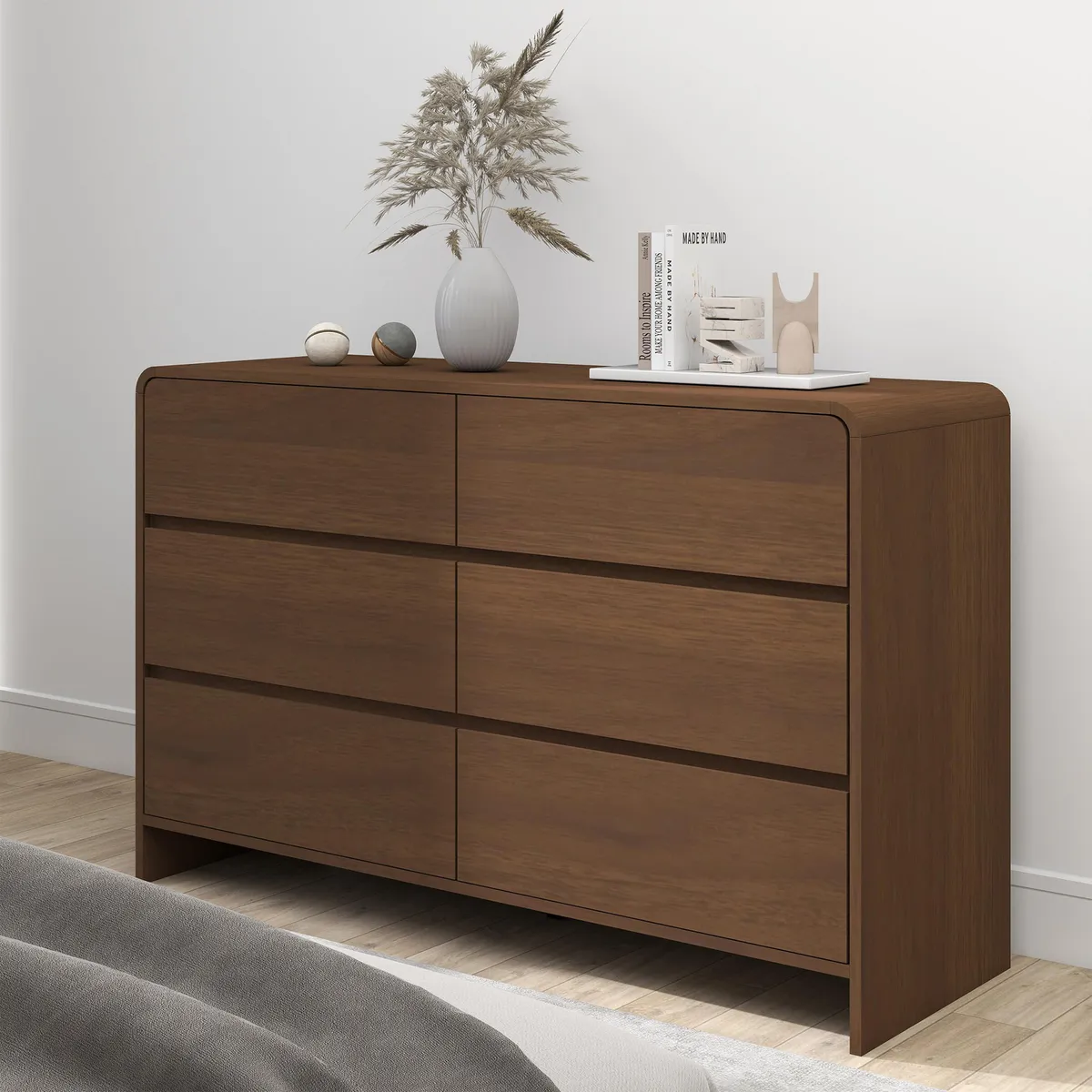 Cómoda Curvo 6 Cajones Walnut, marca JUST HOME COLLECTION - Foto 2
