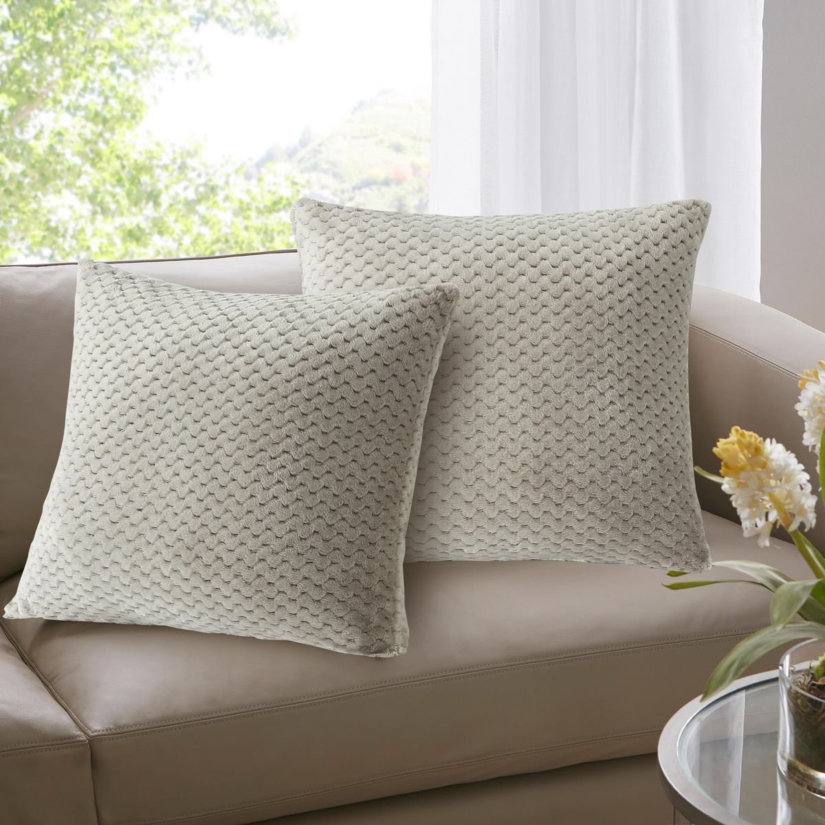 JUST HOME COLLECTION - Set 2 Cojines Jacquard 40 x 40 Taupe