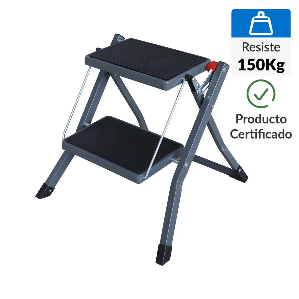 BAUKER - Escalera Tipo Silla 2 Peldaños Acero 0.44cm