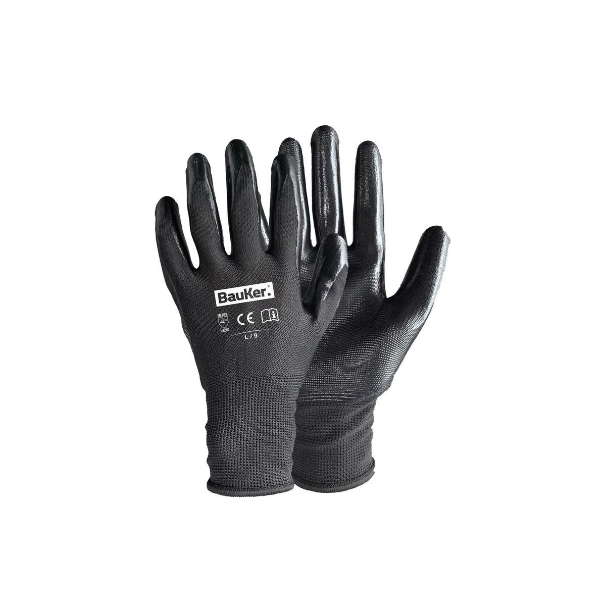 BAUKER - 1 Par de Guantes de Poliester Negro L