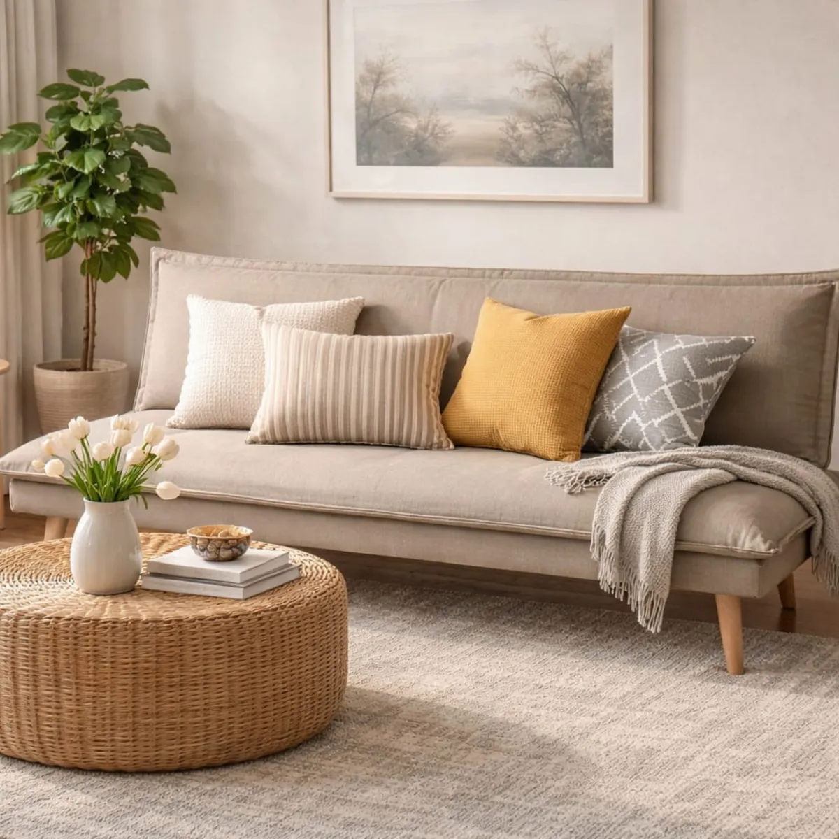 JUST HOME COLLECTION - Sofá Cama Futón 3 Cuerpos Sochi Beige