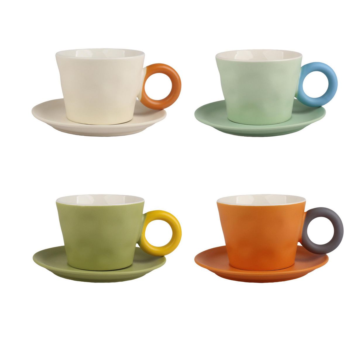 Set 4 Tazas 360ml + 4 Platos, marca JUST HOME COLLECTION - Foto Principal