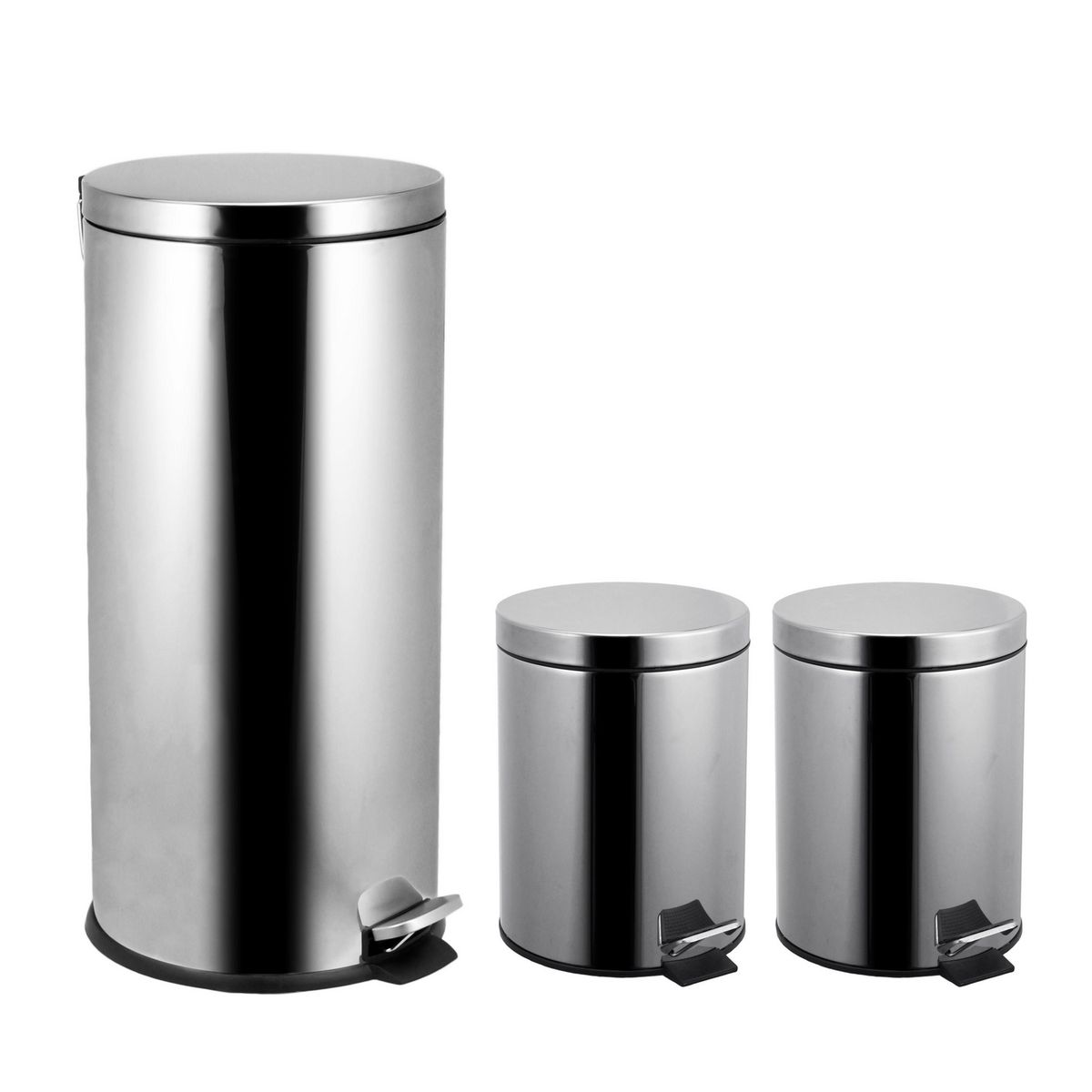 JUST HOME COLLECTION - Set 3 Basureros de Metal 30L y 2x5L