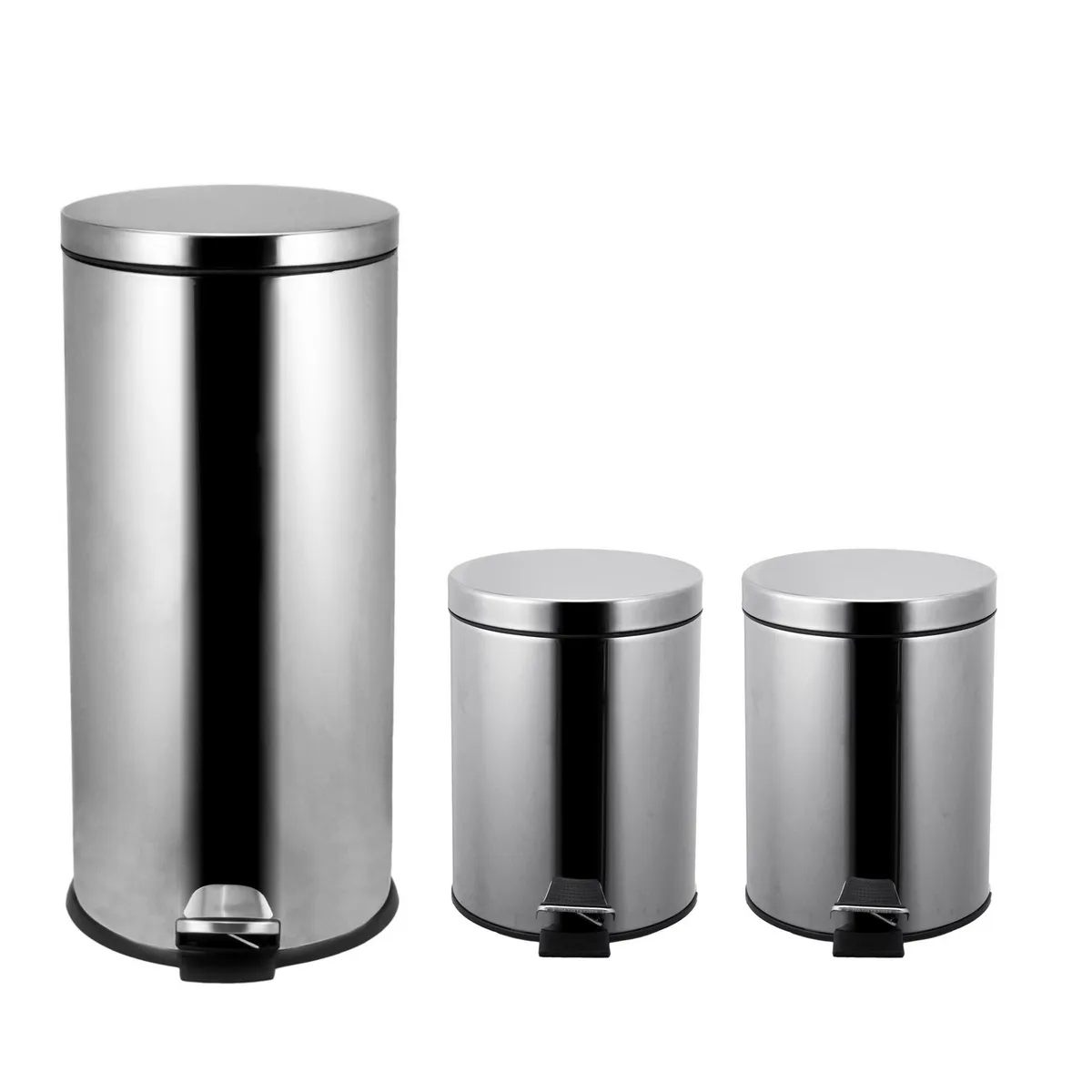 JUST HOME COLLECTION - Set 3 Basureros de Metal 30L y 2x5L