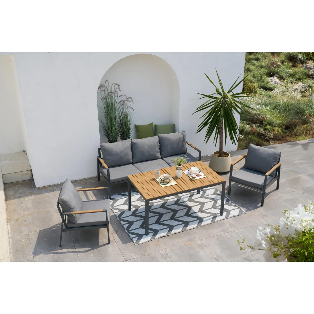 Juego de Living con Mesa Alta de Metal 4 Piezas, marca JUST HOME COLLECTION - Foto Principal