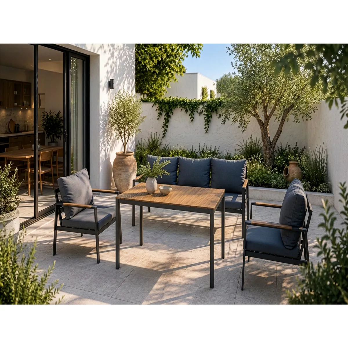 Juego de Living con Mesa Alta de Metal 4 Piezas, marca JUST HOME COLLECTION - Foto 2