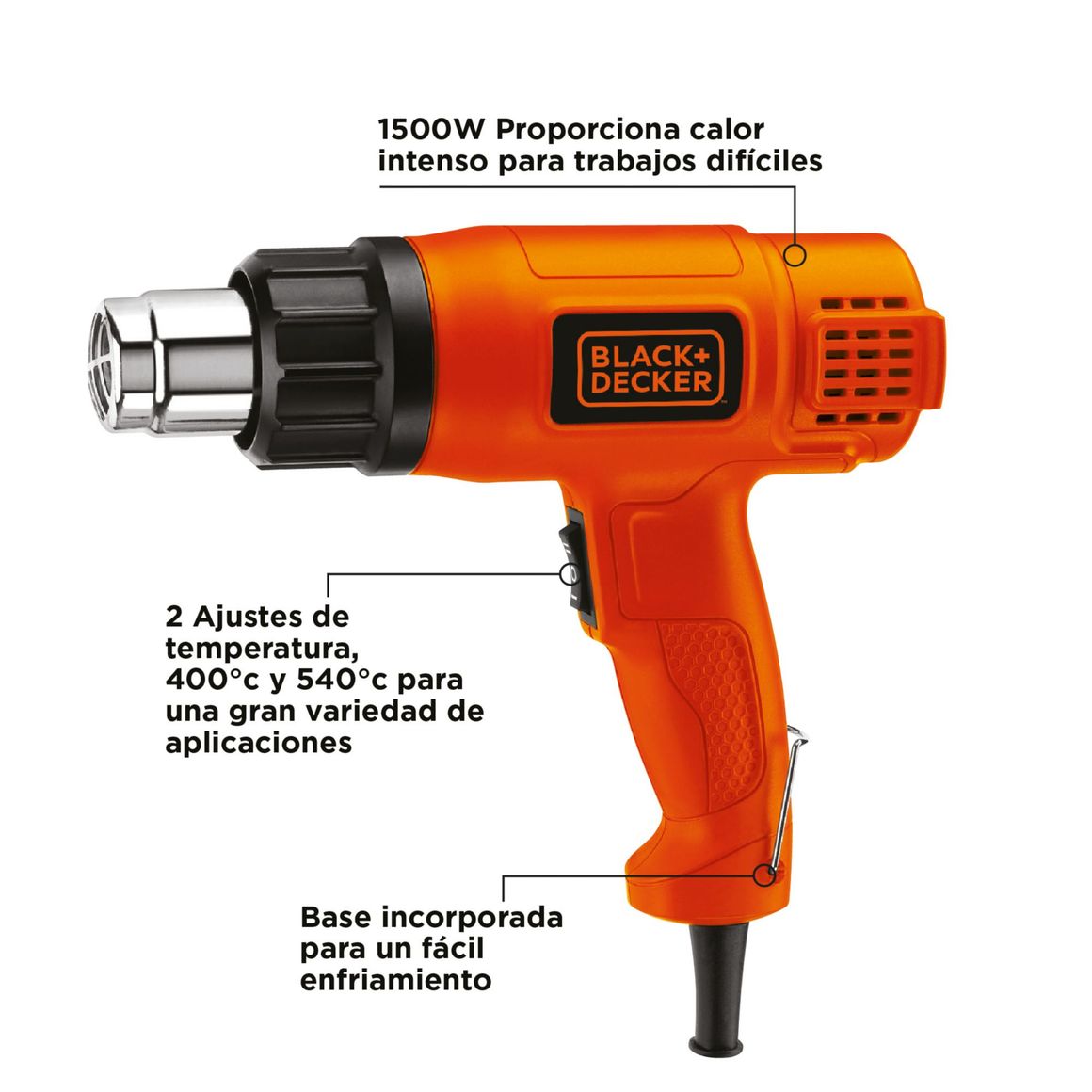 Pistola de calor, calor, Pistola, Black&Decker, B&D;temperatura, caliente, herramienta elctrica, remover pintura, aflojar tuercas, pernos, HG1504