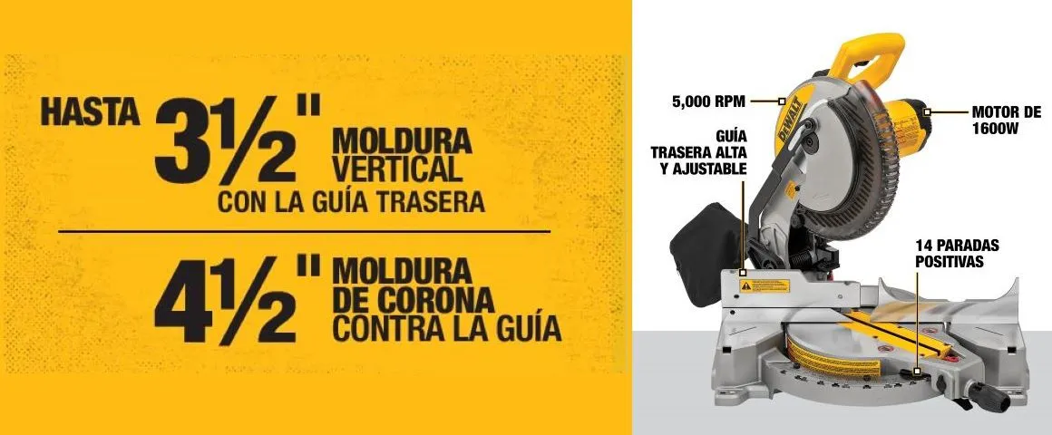 Sierra ingleteadora, sierra, ingleteadora, corte, herramienta, electrica, Dewalt, con cable, cortar, madera, aluminio, DWE713, profesional, industrial
