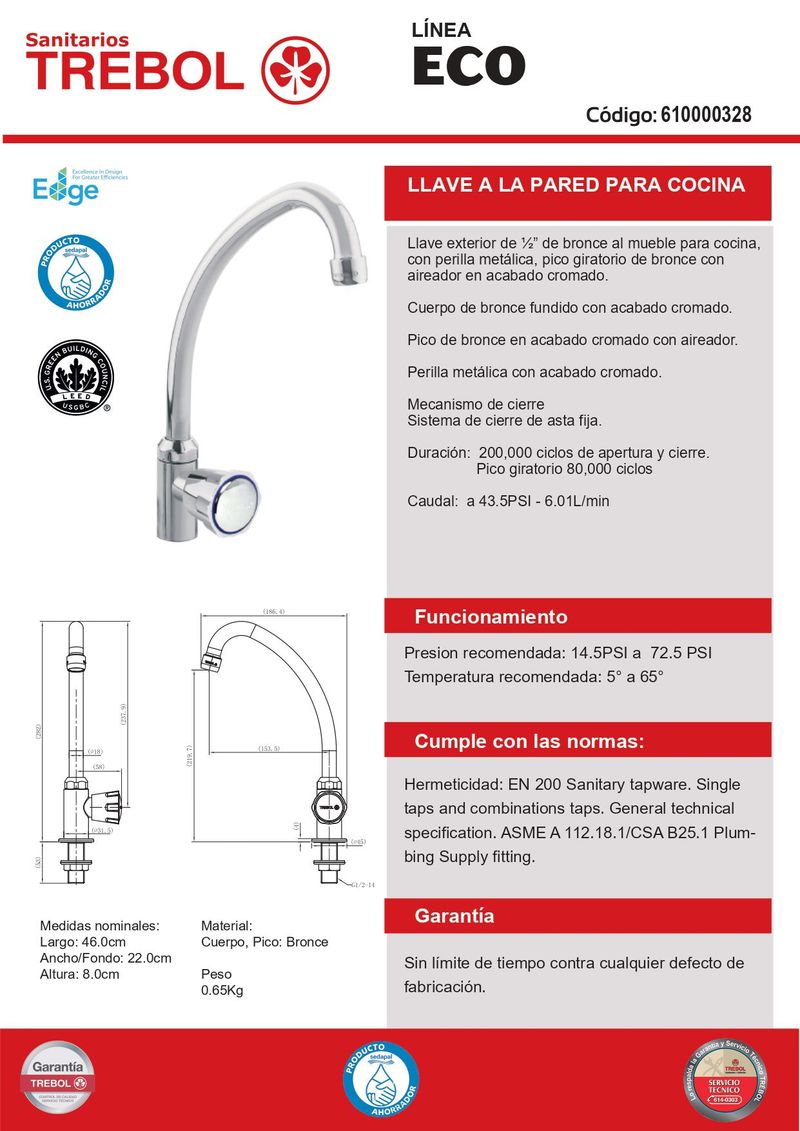 Trebol, baño, grifería