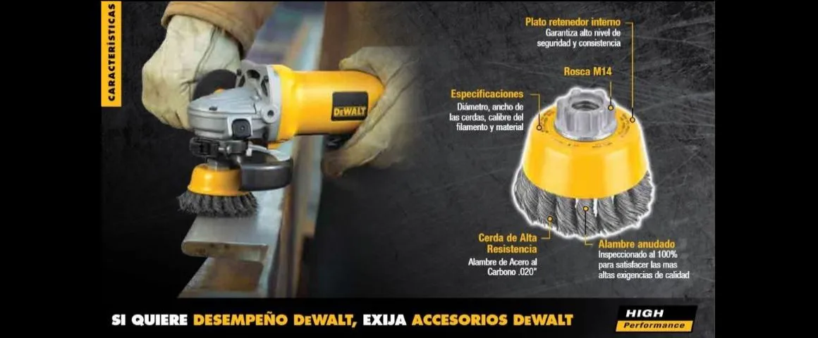 ACCESORIOS, CEPILLO DE ALAMBRE, ALAMBRE,CEPILLO DE COPA, EJE , M14, DEWALT, 