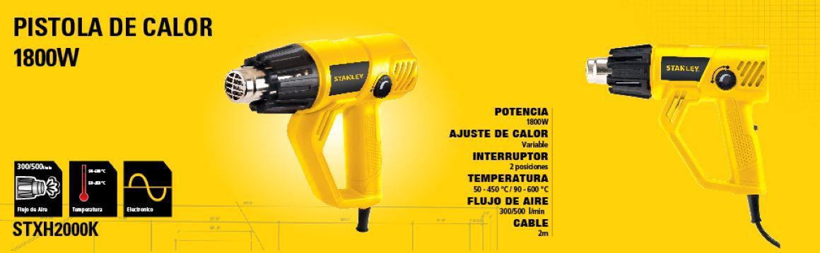 Pistolas, pistola, calor, 1800W, STANLEY, calor, herramientas, electricas, boquillas, temperatura,STXH2000K