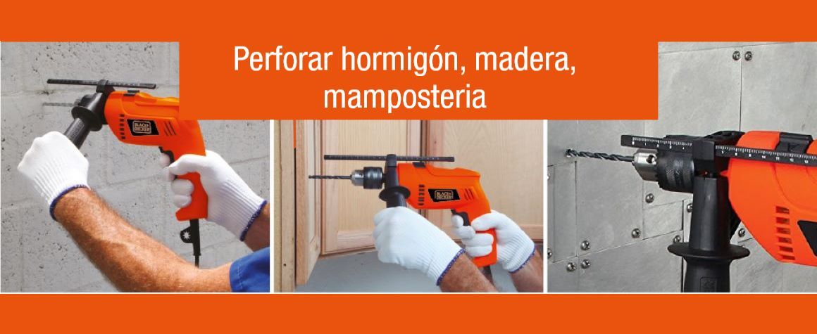 Taladro percutor Black&Decker HD555K con maleta y empuñadura