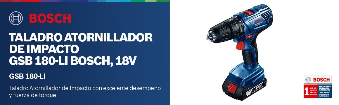 Taladro Atornillador de Impacto 18V GSB 180-LI Bosch
