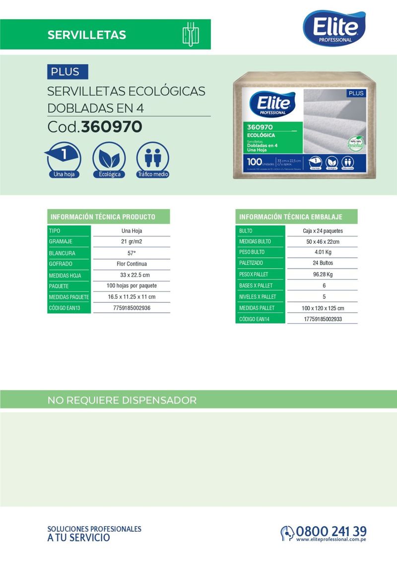 Servilletas, Higiene, Limpieza, 100 hojas, Servilleta Plus, Ecológica, sevilleta, sebilleta, seviyeta
