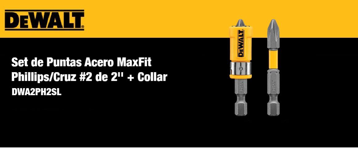 ACCESORIOS, SET, ATORNILLAR, 2 PUNTAS, COLLAR, TALADRAR, DEWALT,DWA2PH2SL