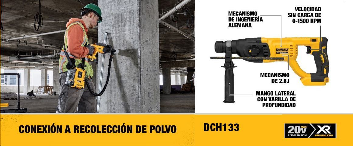 KIT, COMBO, ROTORMARTILLO, ROTOMARTILLOS, HERRAMIENTAS, INALAMBRICAS, DEWALT, SDS PLUS,DCH133M5
