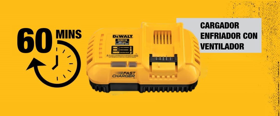 CARGADORES, CARGADOR, 20V, 60V, CARGA RÁPIDA, TASA DE CARGA, DEWALT, DCB118