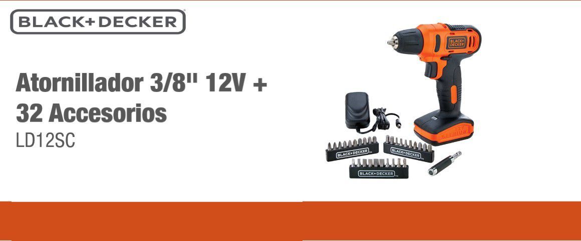 ATORNILLADOR, 32 ACCESORIOS, ACCESORIOS, PUNTAS, 32 PIEZAS, BLACK&DECKER, LD12SC