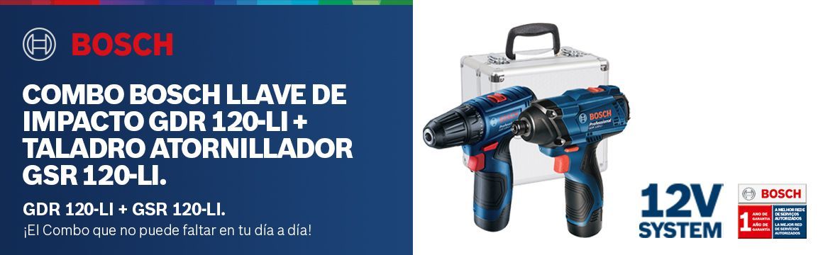 Combo Bosch Llave de Impacto GDR 120-LI + Taladro Atornillador GSR 120-LI.