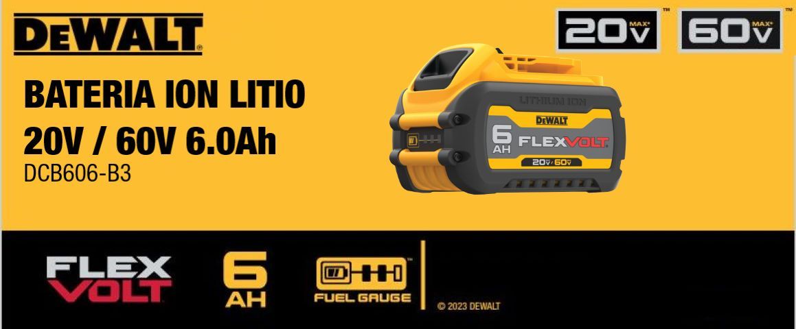 BATERIAS, 6AH, AMPERIOS, INALAMBRICAS, HERRAMIENTAS, ACCESORIO, DEWALT, DCB606