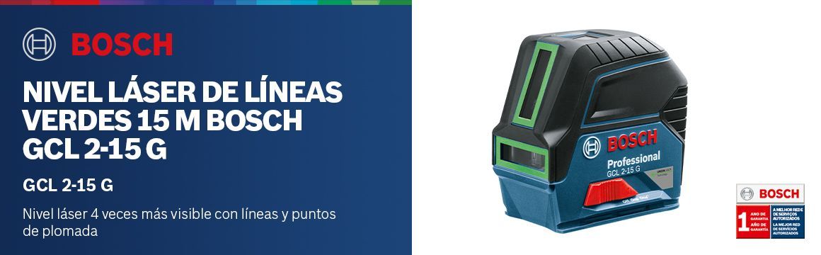 Nivel Láser de Líneas Verdes 15 m con puntos Bosch GCL 2-15 G