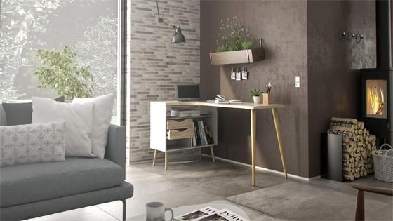 Escritorio Oslo Blanco con Roble Patinado 