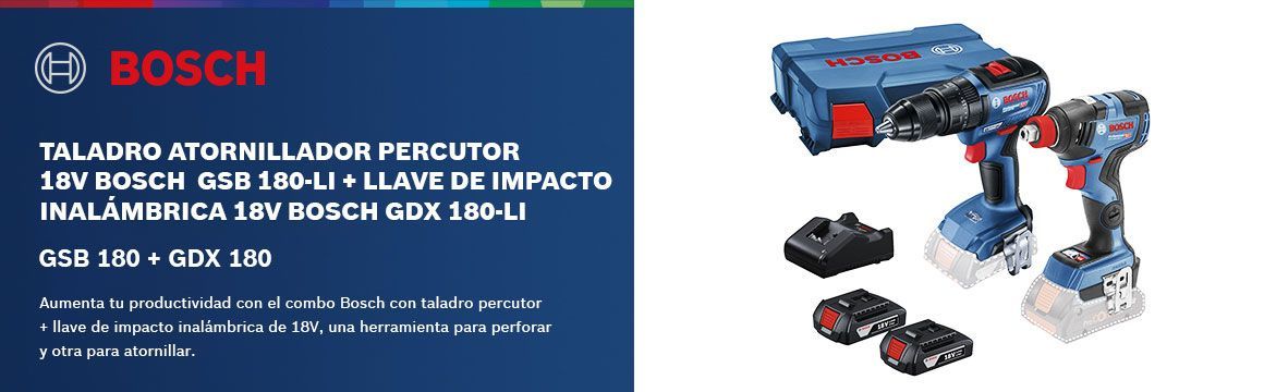 Taladro atornillador percutor 18V Bosch GSB 18V-50 + Llave impacto 18V Bosch GDX 18V-200