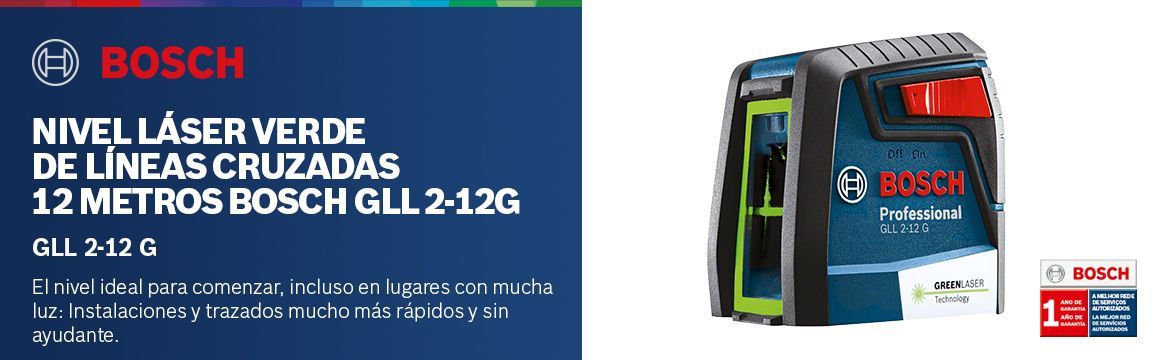 Nivel Láser verde de líneas cruzadas 12 metros Bosch GLL 2-12G