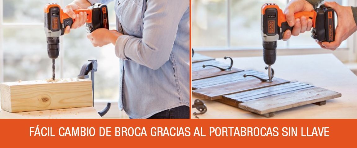 TALADRO, ATORNILLADOR, HERRAMIENTA, INALÁMBRICA, 20V, BATERIA, BLACK&DECKER, BCD702C1-B2