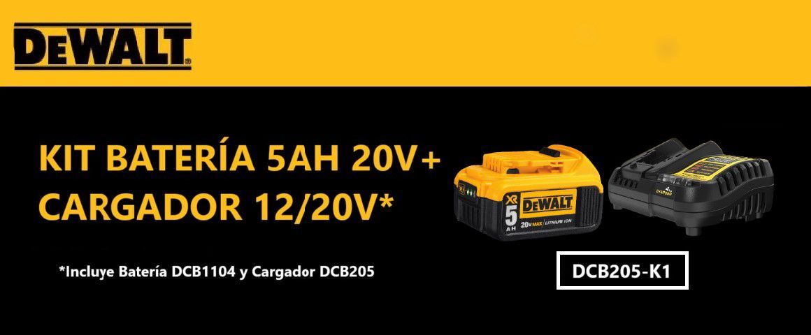 KIT, COMBO, BATERIA, CARGADOR, DCB205, DCB1104, DEWALT
