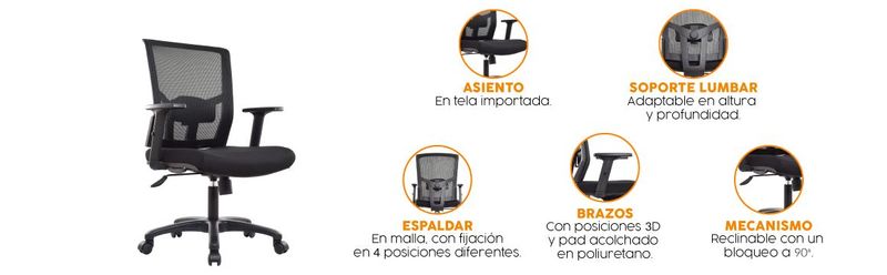 Silla Ergonomica De Escritorio Delphi Negro