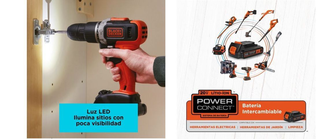 Taladro percutor Black&Decker BCD704C1 inalámbrico con batería