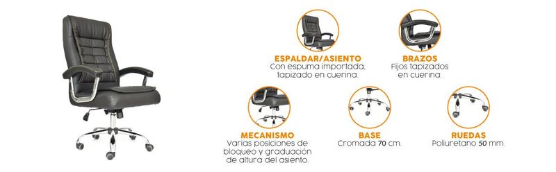 Silla de oficina Presidente Shiny Negro 
