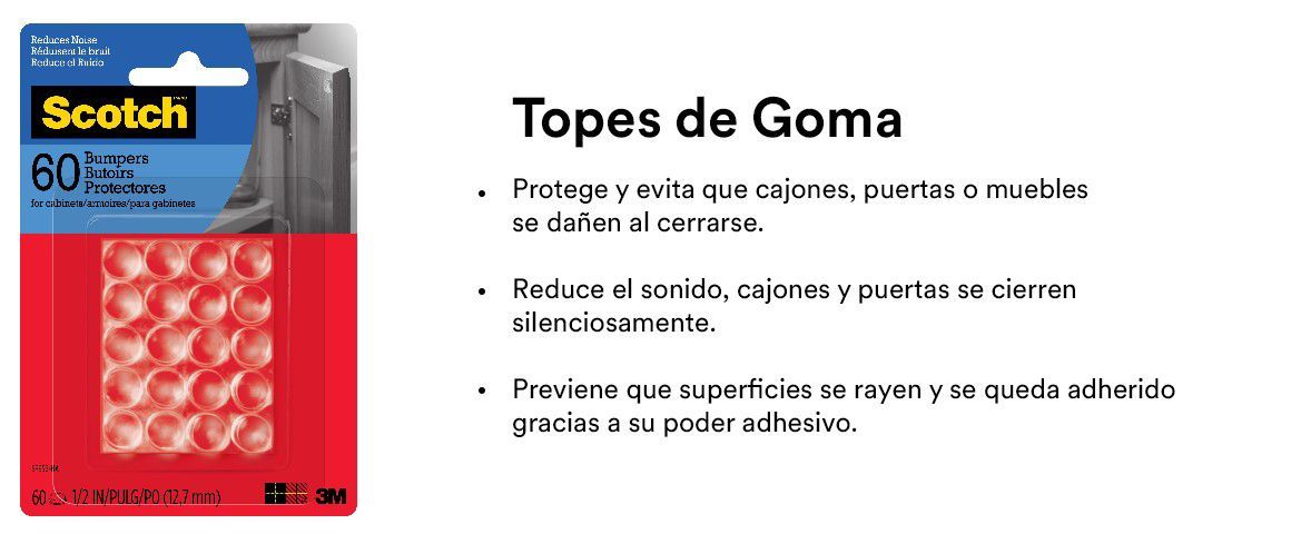 Scotch, bumpers, protectores de pisos, protectores de goma, protectores de puerta, antideslizantes, antideslizante para sillón, protector de goma para sillón, protectores de goma para pisos, antidelizantes para pisos, fieltros, topes de goma, topes para sillón, pads antideslizantes, pads autoadehesivos, pads deslizadores, fieltros adhesivos.