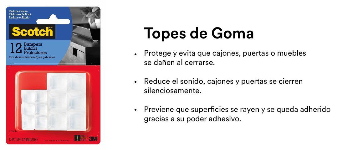 Scotch, bumpers, protectores de pisos, protectores de goma, protectores de puerta, antideslizantes, antideslizante para sillón, protector de goma para sillón, protectores de goma para pisos, antidelizantes para pisos, fieltros, topes de goma, topes para sillón, pads antideslizantes, pads autoadehesivos, pads deslizadores, fieltros adhesivos.
