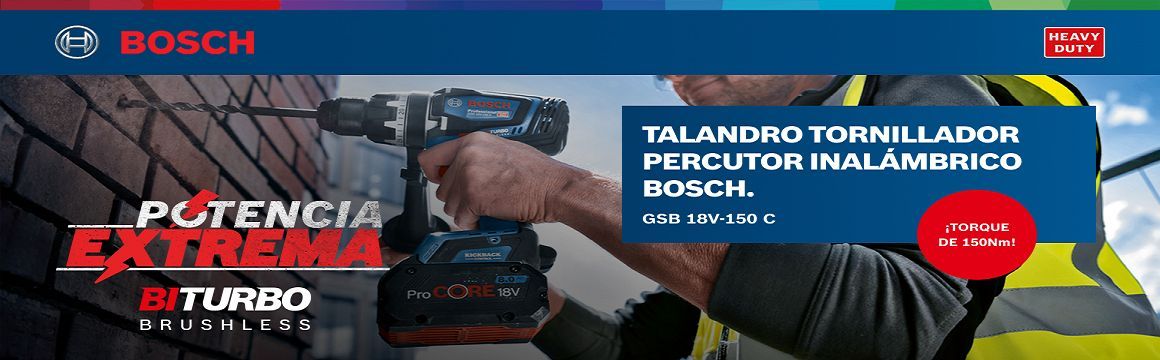 TALADRO ATORNILLADOR PERCUTOR INALÁMBRICO BOSCH GSB 18V-150 C BITURBO Brushless 18V