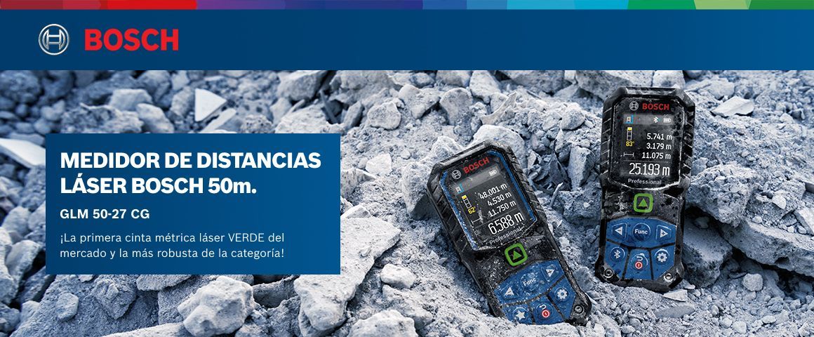 Medidor Láser Verde Bosch GLM 50-27 CG con Bluetooth