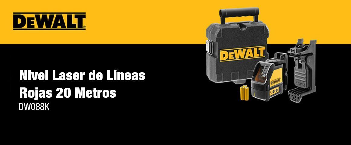 NIVEL LASER, ROJO, LINEAS ROJAS, HACES, 20 METROS, CARCASA ENGOMADA, DEWALT, DW088K